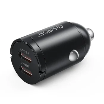 Automobilinis įkroviklis Orico MiniRing 30W 2x USB-C, juodas