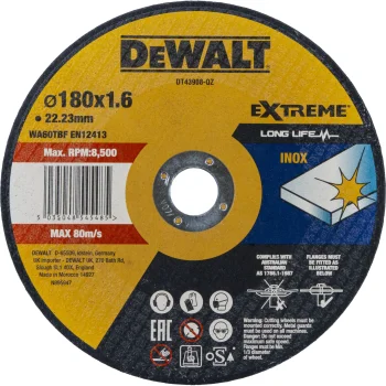 Pjovimo diskas DeWalt DT43908-QZ INOX 180 x 1.6 x 22.23 mm metalui