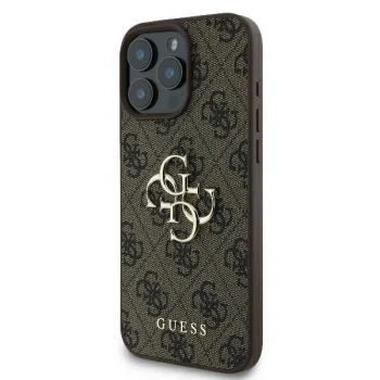 Guess dėklas iPhone 16 Pro Max telefonui 4G Big Logo, rudas