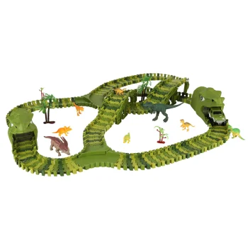 Dinozaurų lenktynių trasos rinkinys su automobiliu XXL (240 dalių)