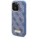 Guess dėklas iPhone 16 Pro telefonui „4G Logo Plate MagSafe“, mėlynas