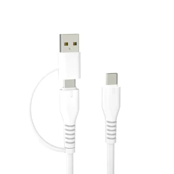 Forever Recycling 2-in-1 Cable USB-C to USB-C / USB-A, 1.5m, 3A, White