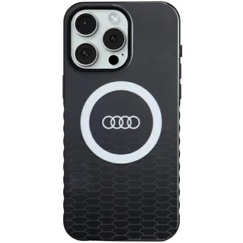 Audi dėklas iPhone 15 Pro Max telefonui IML Big Logo MagSafe, juodas