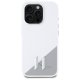 Karl Lagerfeld dėklas iPhone 16 Pro, Silicone Shadow Metal Initial MagSafe, baltas