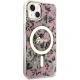 Guess dėklas iPhone 14 Plus telefonui Flower MagSafe, rožinis