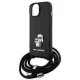 Karl Lagerfeld dėklas iPhone 15 telefonui Crossbody Saffiano Metal Pin, juodas