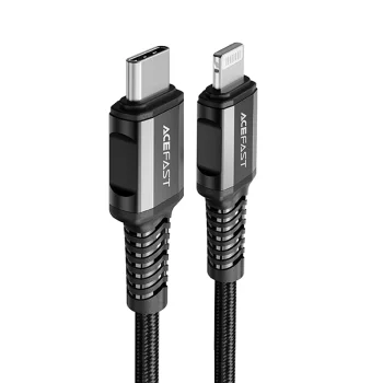 Acefast C1-01 USB-C į Lightning laidas 30W PD 1.2m, juodas