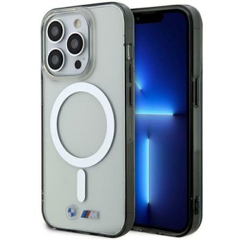 BMW dėklas iPhone 14 Pro Max telefonui su Silver Ring MagSafe, skaidrus