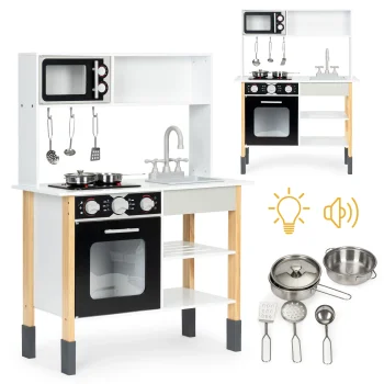 Medinė žaislinė virtuvėlė su priedais ECOTOYS 128601