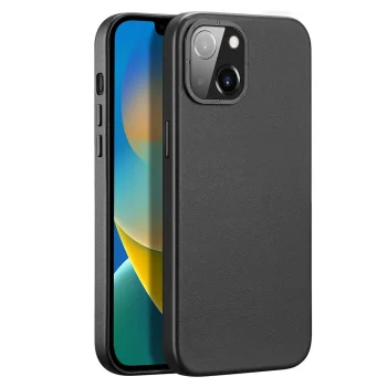 Dux Ducis Grit dirbtinės odos dėklas iPhone 14 Plus su MagSafe, juodas