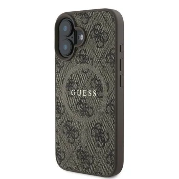Guess 4G Ring Classic Logo MagSafe dėklas, skirtas iPhone 16 Plus, rudas