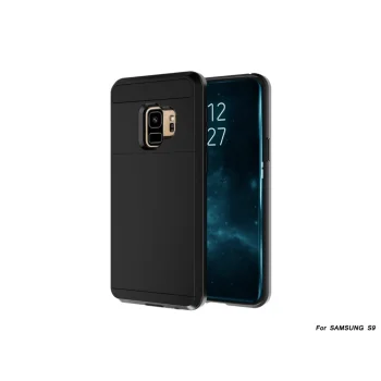 Samsung Galaxy S9 (G960F/DS) hibridinis dėklas su kortelių dėklu Slide, juodas