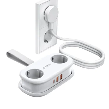 Orico AP3 20W GaN 5in1 Power Strip 2x AC + 2x USB-A + 1x USB-C - White