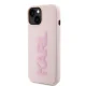 Karl Lagerfeld dėklas iPhone 15 Plus / 14 Plus 3D Rubber Glitter Logo, rožinis