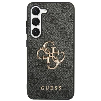 Guess 4G Big Metal Logo dėklas Samsung Galaxy S24 Ultra telefonui, juodas