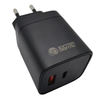 Extra Digital GaN USB-C ir USB-A įkroviklis, 45W, juodas