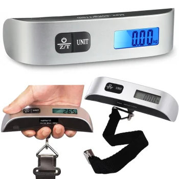 Skaitmeninės bagažo svarstyklės iki 50 kg su LCD ekranu ir termometru
