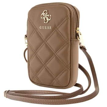 Telefono krepšelis Guess Zip Quilted 4G, rudas