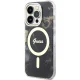 Guess dėklas iPhone 14 Pro Max telefonui Golden Marble MagSafe, juodas