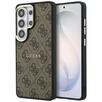 Guess 4G Embossed Ring MagSafe dėklas Samsung Galaxy S26 Ultra, rudas
