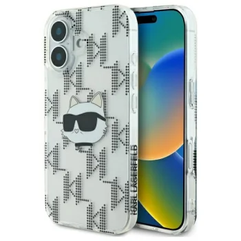 Apple iPhone 16 6.1'' Karl Lagerfeld IML Choupette Head Electroplated Cover Case, Clear