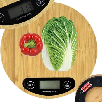 Bamboo Electronic Kitchen Scales with LCD Display, Up to 5kg