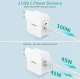 Choetech GaN 100W PD Sieninis Įkroviklis, 2x USB-C, Baltas