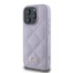 Guess dėklas iPhone 16 Pro Quilted Metal Logo, šviesiai violetinis