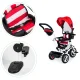 ECOTOYS 3-in-1 Toddler Tricycle with Push Handle and Canopy, Red