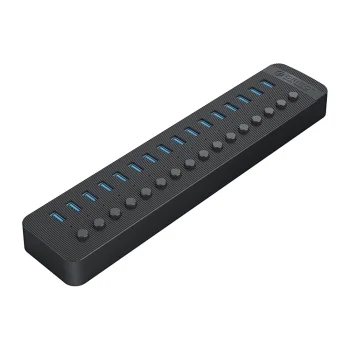 16 prievadų USB-A 3.0 šakotuvas Orico CT2U3-16AB su jungikliais, juodas