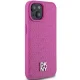 DKNY Leather Pattern Metal Logo MagSafe dėklas iPhone 15 / 14 / 13 modeliams, rožinis