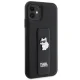 Karl Lagerfeld dėklas iPhone 11 / XR su rankena Gripstand Saffiano Choupette, juodas