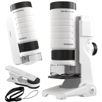 Mobile Phone Microscope Clip 200x Zoom with LED and UV Light