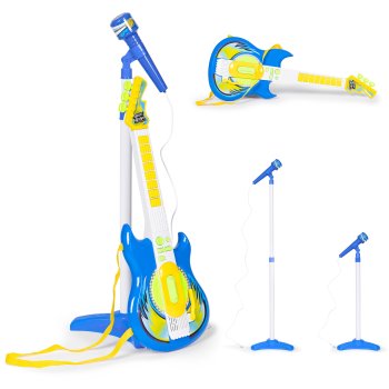 Multistore Kids Electric Guitar with Microphone and Stand, Blue