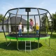 4FIZJO PRO Garden Trampoline with Net and Ladder 435 cm 14FT Green/Black