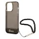 Guess Translucent Pearl Strap dėklas iPhone 14 Pro Max telefonui, juodas