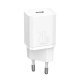 Baseus Super Si 1C 20W sieninis įkroviklis su USB-C į Lightning laidu (1m), baltas