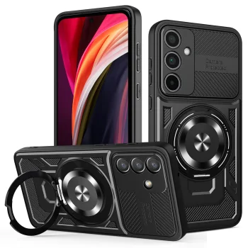 Dėklas TFO Defender Armor Mag telefonui Samsung Galaxy A55 5G su žiedu ir MagSafe, juodas