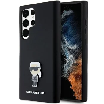 Karl Lagerfeld dėklas Samsung Galaxy S24 Ultra, Silicone Ikonik Metal Pin, juodas