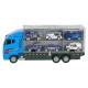 Sunkvežimis-transporteris su paleidėju ir 6 policijos automobiliais