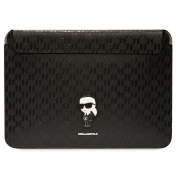 Karl Lagerfeld Saffiano Monogram Ikonik 14" nešiojamojo kompiuterio dėklas, juodas