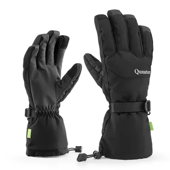 Qunature Finger Style Ski Gloves, Size L, Black