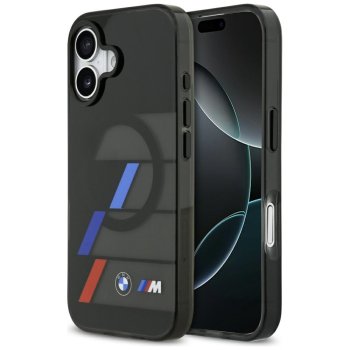 BMW M IML Metal Buttons Tricolor Lines MagSafe dėklas telefonui iPhone 17, juodas