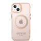 Guess Gold Outline MagSafe dėklas iPhone 14 telefonui Rose Gold