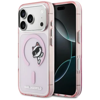 Karl Lagerfeld IML Peekaboo MagSafe dėklas iPhone 17 Pro telefonui, rožinis