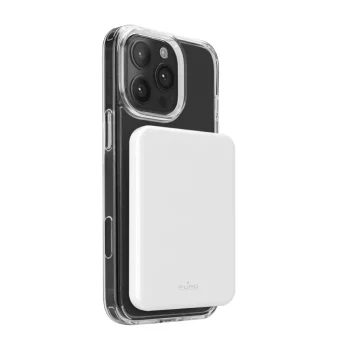 Išorinė baterija Puro Mag Plus 5000mAh 20W Qi2, suderinama su MagSafe, balta