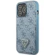 Guess 4G Triangle Logo dėklas su kortelių dėtuvėmis, skirtas iPhone 13 / 13 Pro, mėlynas