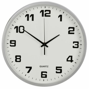 Large Silent Wall Clock 25 cm, Silver
