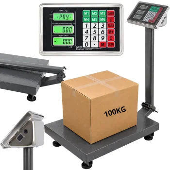 Platforminės svarstyklės su LCD ekranu, 100 kg, pilkos
