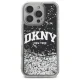 DKNY dėklas iPhone 16 Pro Max telefonui Liquid Glitter Arch Logo, juodas